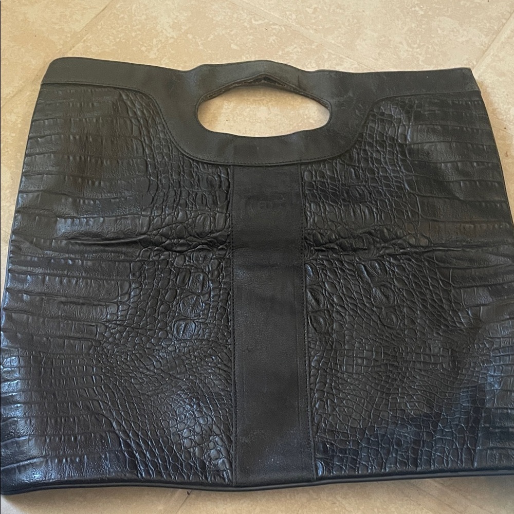 Black Croc Embossed Tote Bag